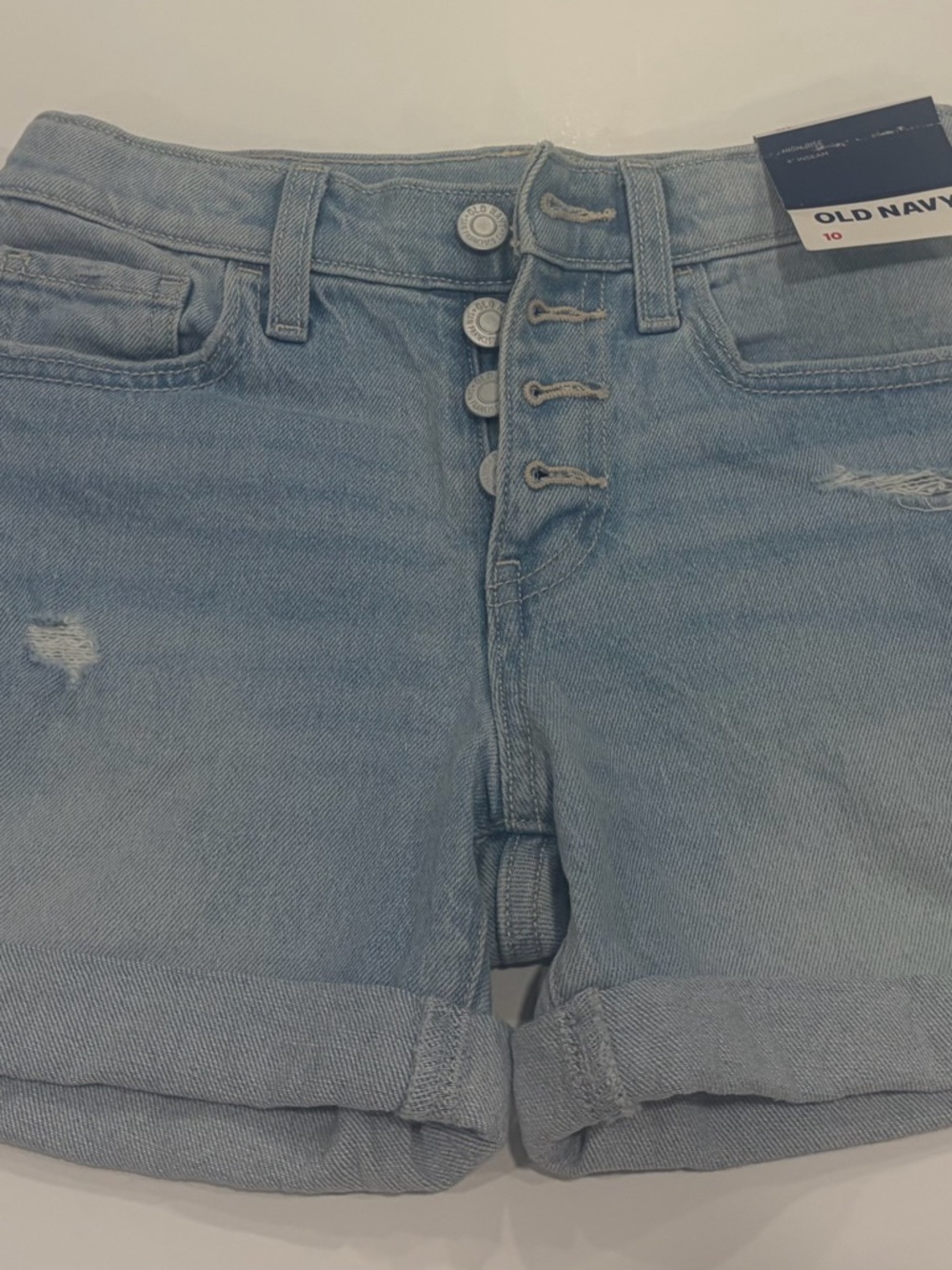 Old Navy Girls Light Blue High-Rise Denim Shorts - Size 10